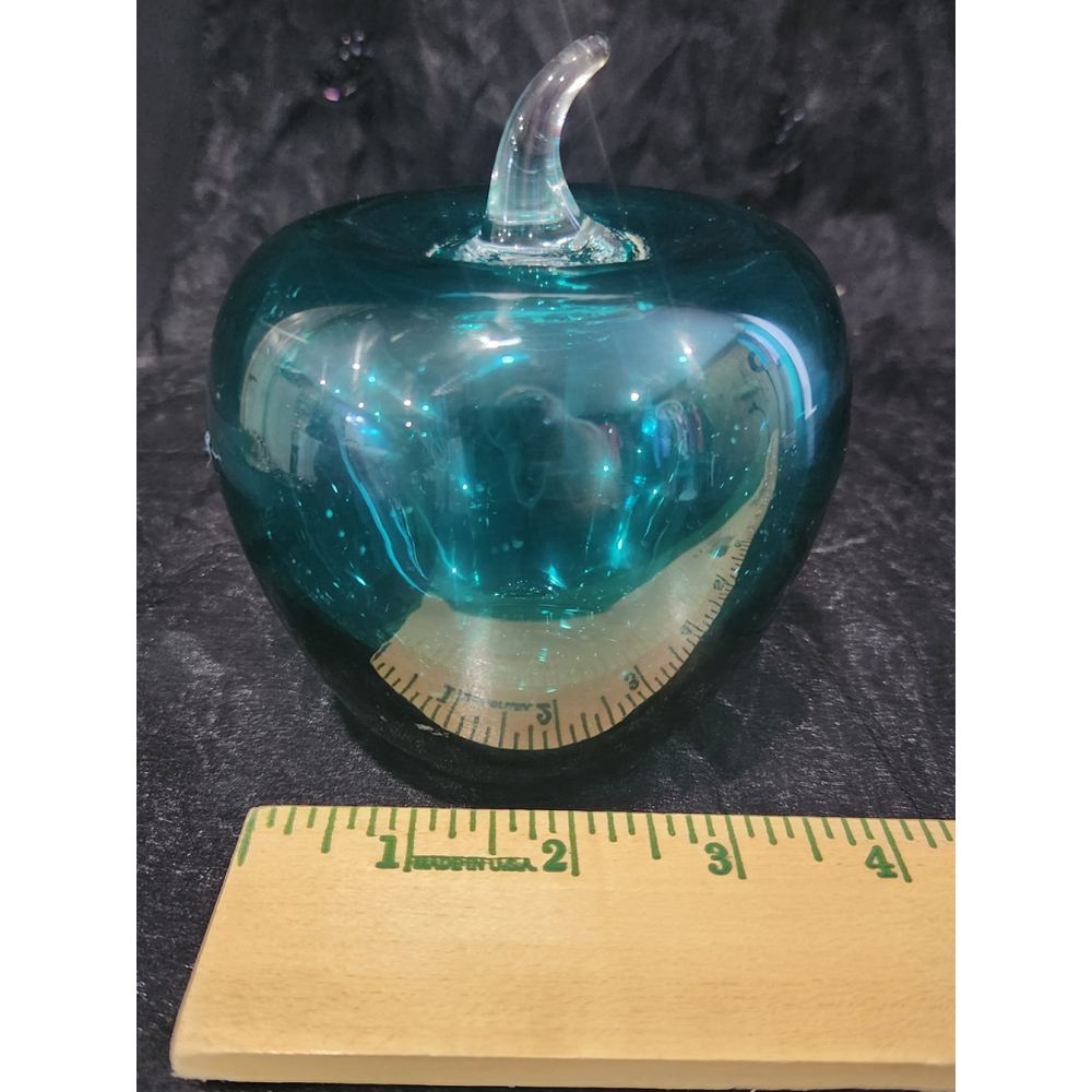 Blenko MCM Glass Apple, Teal,EUC - Picture 4 of 6